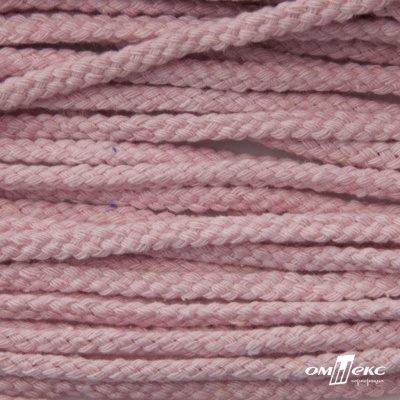Шнур плетеный d-6 мм круглый, 70% хлопок 30% полиэстер, уп.90+/-1 м, цв.1087-розовый - купить в Новосибирске. Цена: 588 руб.