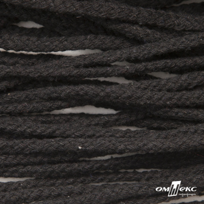 Шнур плетеный d-6 мм круглый, 70% хлопок 30% полиэстер, уп.90+/-1 м, цв.1078-черный - купить в Новосибирске. Цена: 588 руб.