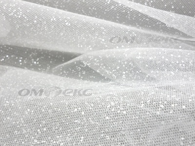 Сетка Глиттер, 40 гр/м2, шир.160см, цвет белый - купить в Новосибирске. Цена 163.01 руб.