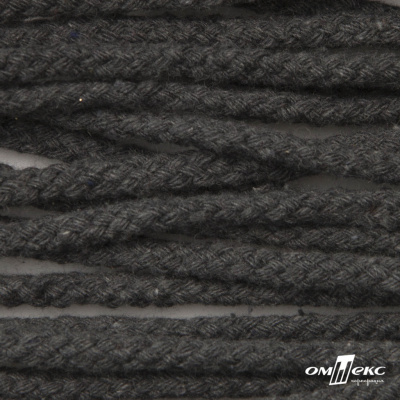 Шнур плетеный d-6 мм круглый, 70% хлопок 30% полиэстер, уп.90+/-1 м, цв.1088-т.серый - купить в Новосибирске. Цена: 588 руб.
