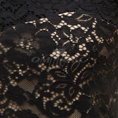 Кружевное полотно #3378, 150 гр/м2, шир.150см, цвет чёрный - купить в Новосибирске. Цена 370.97 руб.