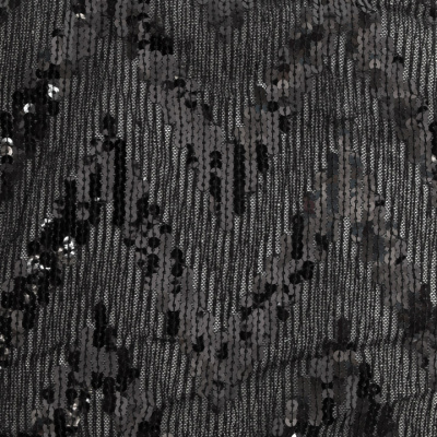 Трикотажное полотно с пайетками, шир.130 см, #311-бахрома чёрная - купить в Новосибирске. Цена 1 183.35 руб.