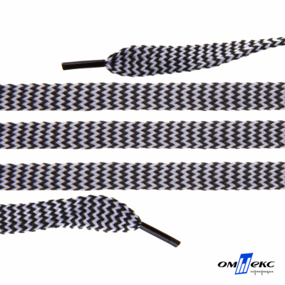 Шнурки #107-07, плоские 130 см, двухцветные цв.серый/чёрный - купить в Новосибирске. Цена: 23.03 руб.