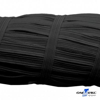 Резиновые нити с текстильным покрытием, шир. 6 мм (55 м/уп), цв.-черный - купить в Новосибирске. Цена: 210.75 руб.