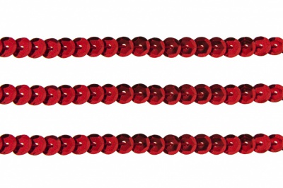 Пайетки "ОмТекс" на нитях, SILVER-BASE, 6 мм С / упак.73+/-1м, цв. 3 - красный - купить в Новосибирске. Цена: 468.37 руб.