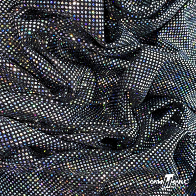 Трикотажное полотно голограмма, шир.140 см, #601-хамелеон чёрный - купить в Новосибирске. Цена 452.76 руб.