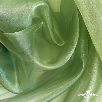 Ткань органза, 100% полиэстр, 28г/м2, шир. 150 см, цв. #27 зеленый - купить в Новосибирске. Цена 86.24 руб.
