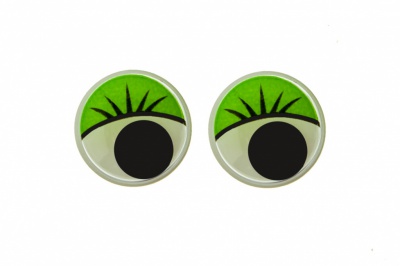 Глазки для игрушек, круглые, с бегающими зрачками, 15 мм/упак.50+/-2 шт, цв. -зеленый - купить в Новосибирске. Цена: 113.01 руб.