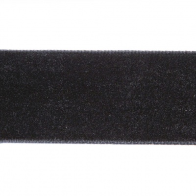 Лента бархатная нейлон, шир.25 мм, (упак. 45,7м), цв.03-черный - купить в Новосибирске. Цена: 800.84 руб.