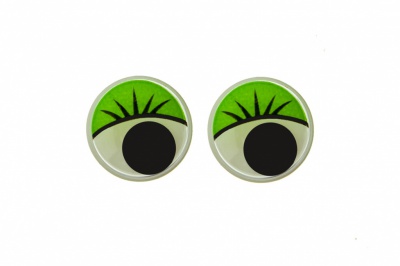 Глазки для игрушек, круглые, с бегающими зрачками, 12 мм/упак.50+/-2 шт, цв. -зеленый - купить в Новосибирске. Цена: 95.04 руб.