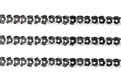 Пайетки "ОмТекс" на нитях, SILVER-BASE, 6 мм С / упак.73+/-1м, цв. 1 - серебро - купить в Новосибирске. Цена: 468.37 руб.