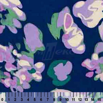 Штапель принт (100% вискоза) D4,C3, 110 гр/м2, шир.140см, принт цветы/василёк - купить в Новосибирске. Цена 343 руб.