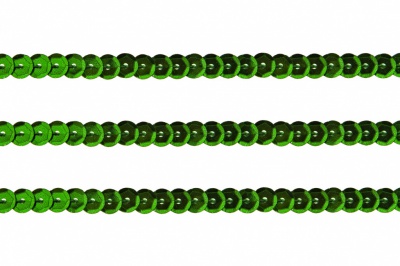Пайетки "ОмТекс" на нитях, SILVER-BASE, 6 мм С / упак.73+/-1м, цв. 4 - зеленый - купить в Новосибирске. Цена: 484.77 руб.