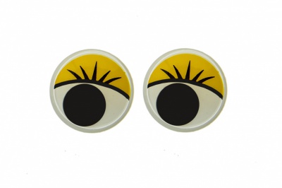 Глазки для игрушек, круглые, с бегающими зрачками, 15 мм/упак.50+/-2 шт, цв. -желтый - купить в Новосибирске. Цена: 113.01 руб.